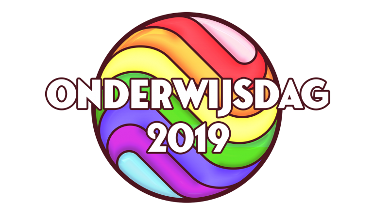 Logo van gekleurde bol met de tekst Onderwijsdag 2019